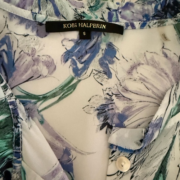 NWOT Kobi Halperin Silk Floral Bell Sleeve Blouse • Size S - Picture 3 of 6
